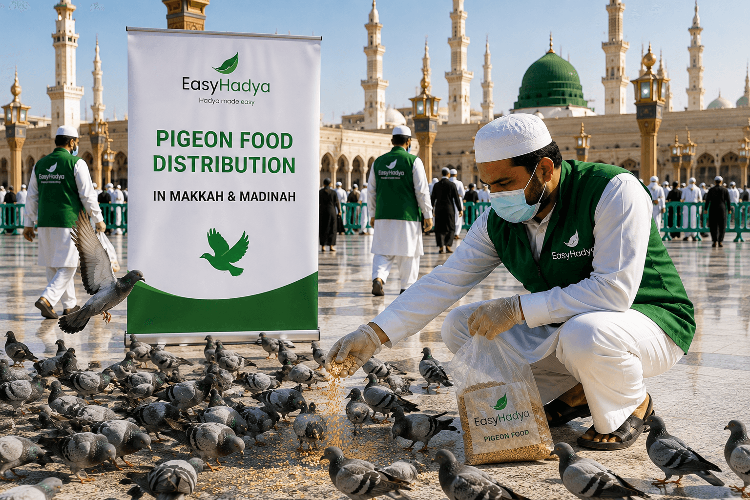 Pigeon Food Distribution in Makkah and Madinah | Send Hadya Online